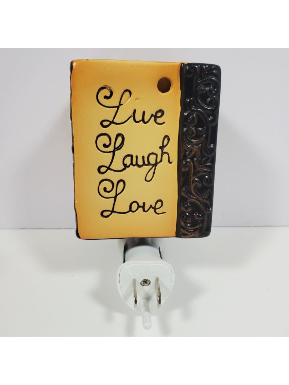 Scentsy Live Laugh Love Plug-In Wax Warmer Ceramic Beige Bronze Brown Tan - Picture 3 of 14